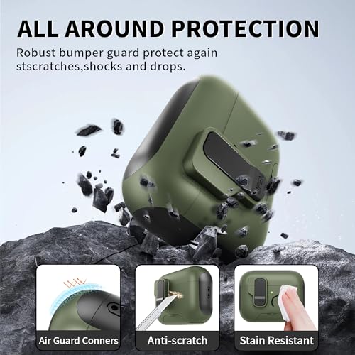 for AirPods Pro 3 Case (2025) with Secure Lock/Phone Stand (Military Green) by meiyasy - Used condition - Image 4