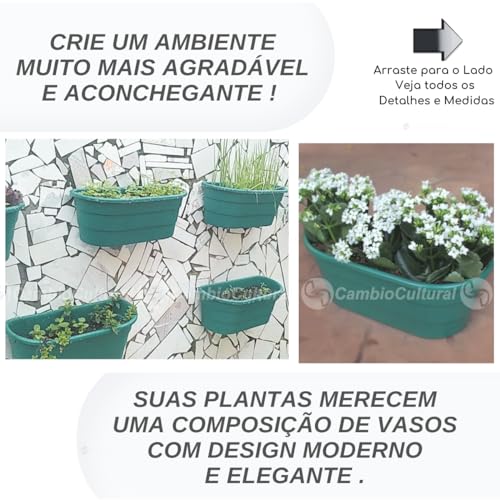 Jardineira Vaso 3 Floreiras de Parede para Plantas Painel Jardim Vertical Horta Kit com Ganchos e Pa