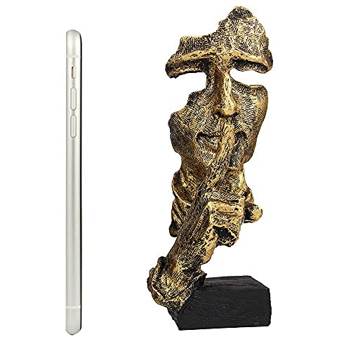 Fumisee 3 Pcs Thinker Statue, Silence Is Gold Abstract Art Figurine, No Hear No See No Speak Modern Home Resin Sculptures Decorative Objects Desktop Decor (Gold) #TOP1