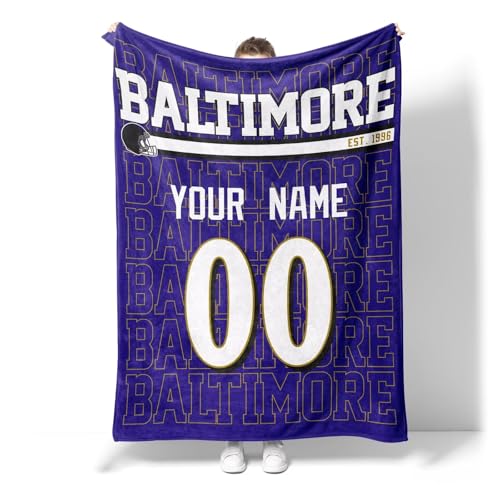 Image of ANTKING Baltimore Throw Blanket for Men Women Boy Custom Name and Number Gifts