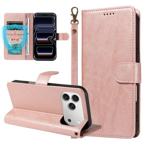 Étui de protection iPhone 14 Plus chic en cuir souple texturé or rose à fermeture aimantée