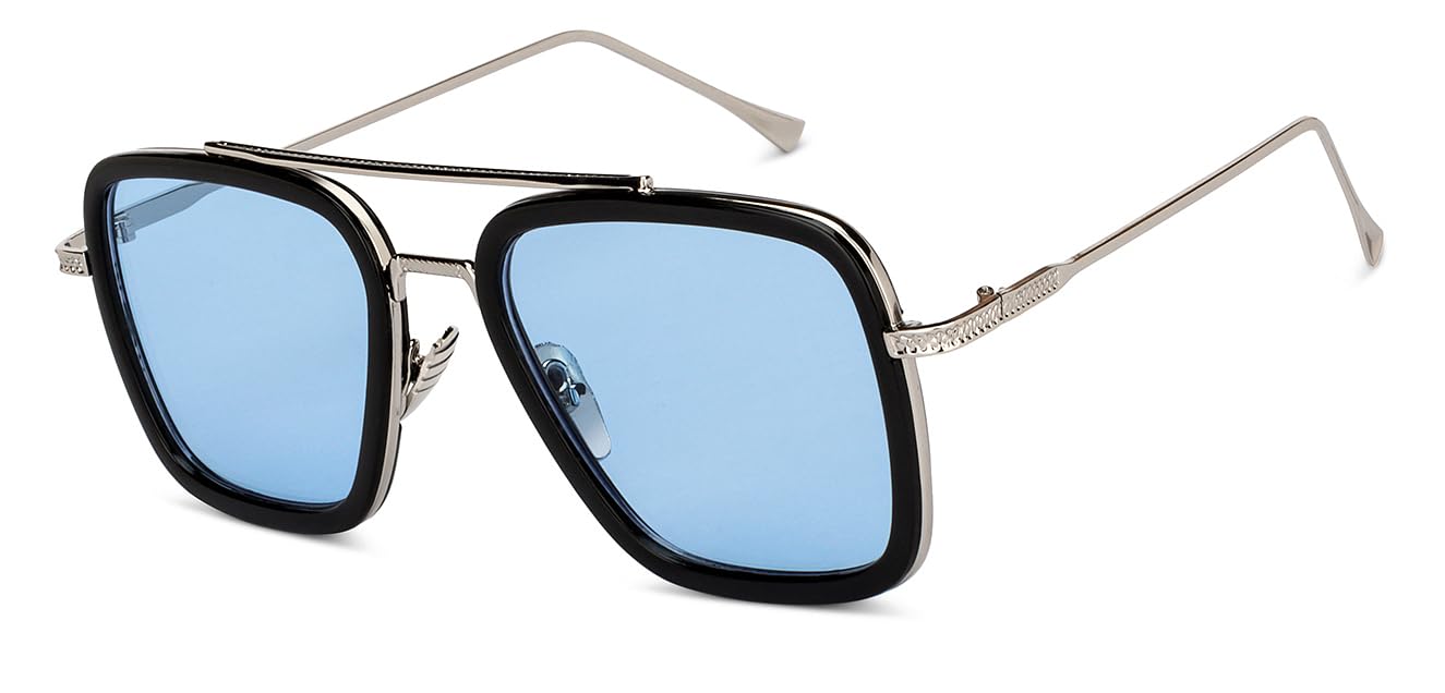 OJOS Wear Sunglasses By Lenskart Silver Blue Full Rim Aviator Trendy and Streetwear Style