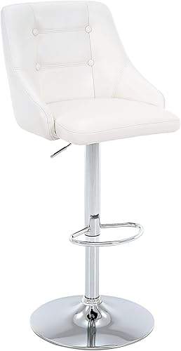 Miniatura 9 de Brage Living Taburete de bar giratorio, altura de mostrador ajustable con respaldo alto, silla de bar tapizada de tela para cocina, comedor, pub,