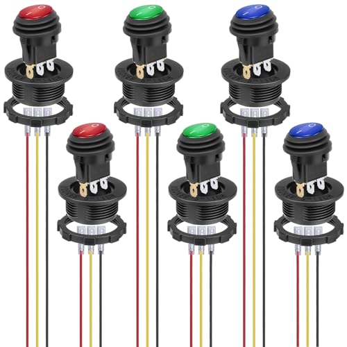 Image of BFXM Round Rocker Switch, Toggle Switch 12V, On Off Switch, SPST 3 Pin | Waterproof LED Lighted Automotive Power Switch, Marine Toggle Switch ,Automotive Replacement Electrical System Switches