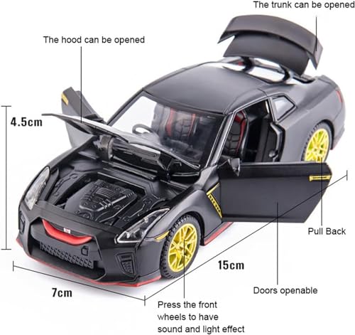 Image of 1:32 Scale Die-Cast Metal GT-R with Openable Doors and Pull Back Action with Lights & Music (red)