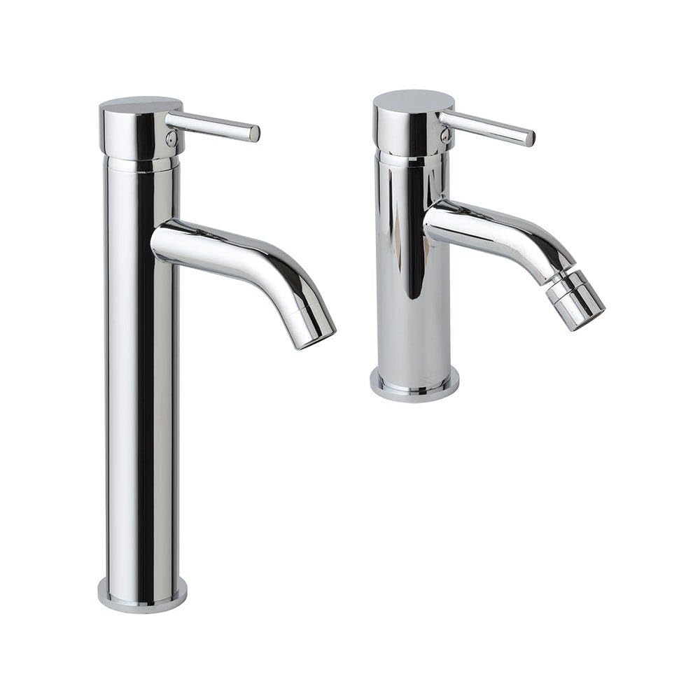Kiamami Valentina Coppia Rubinetti Lavabo Alto Cromato Bidet Fassa