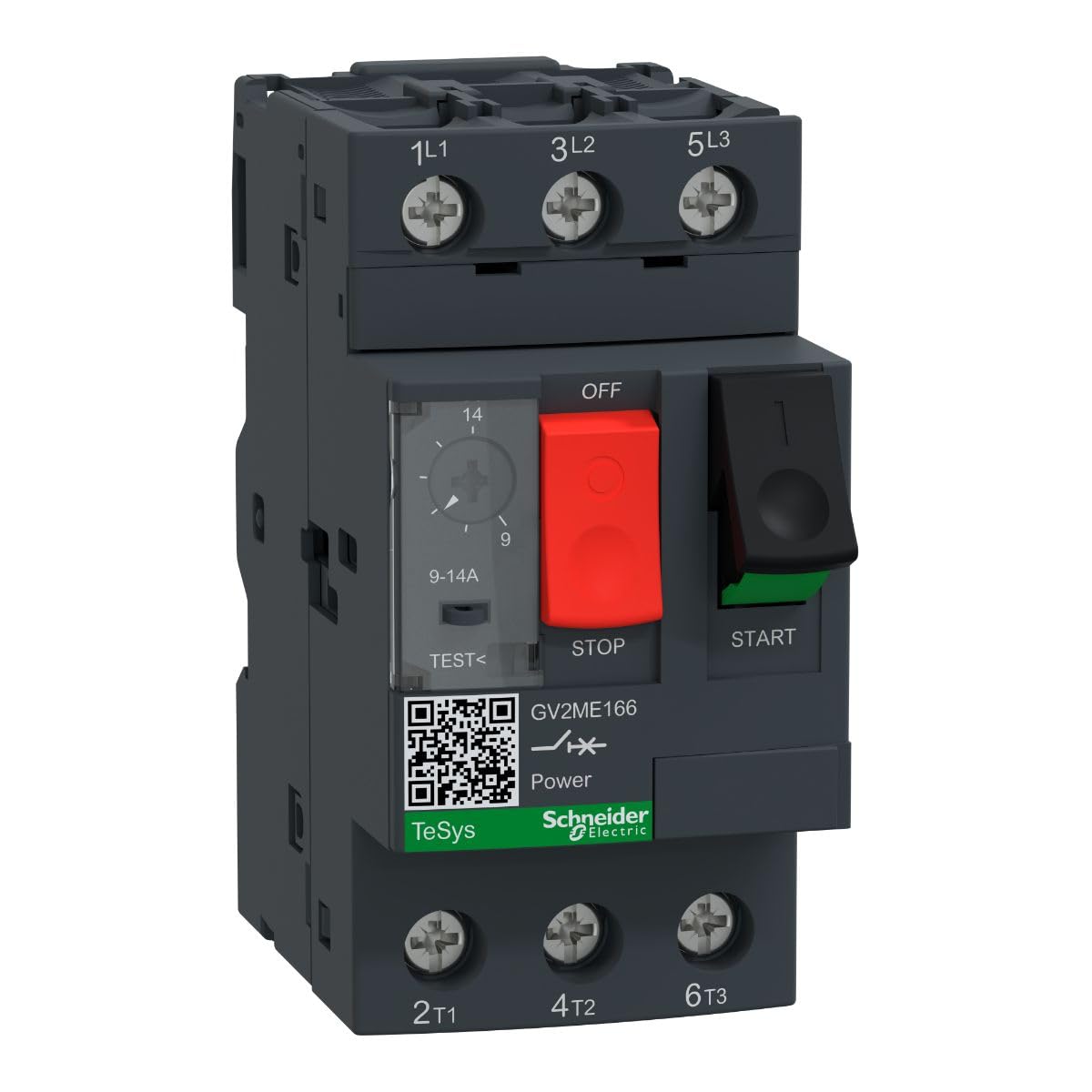 Schneider Electric GV2ME166 TeSys GV2 Disyuntor Magnetotérmico, 9… 14A Terminales Cerrados, 89mm x 45mm x 78.5mm