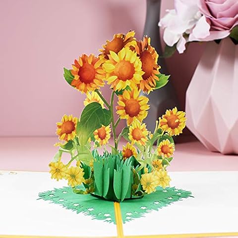 Pop Up Flower Card, 3D Sunflower Pop Up Greeting Cards, for Mother's Day, Spring, Father's Day, Graduation, Birthday, Wedding, Anniversary, Thank You, Get Well, Sympathy, All Occasion Cover