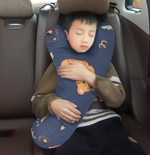 XGOPTS Kids Car Seat Travel Pillow, Cute Cartoon Pattern Y-Shaped Headrest Pillow Head Neck Support Cushion Y-Shaped Sleeping Pillow Rest Pillow Universal Car Seat Belt for Kids, Adults, Children