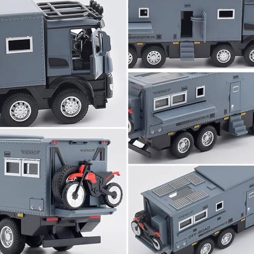 Image of Exclusive Alloy Metal Pull Back Die-Cast Car Diecast Metal Pullback Toy Car with Openable 6 Doors,Light Music Boys Gifts Toys (1:24 Off Road Motorhomes-Multicolor)