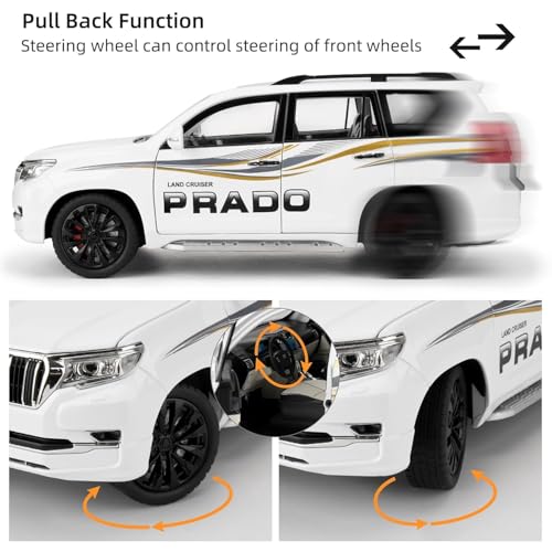 Image of 1:18 【Large】 Toyota Prado SUV Car Toy Metal Pull Back Diecast Car with Openable Door and Sound Light, Gifts Toys for Kids【 Colors as Per Stock 】