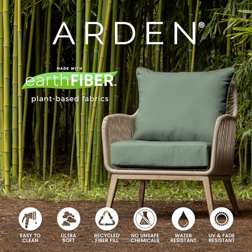 Image of Arden earthFIBER Outdoor Deep Seat Cushion Set, 24 x 24, Rain-Proof, Fade Resistant, Deep Seat Bottom and Back Cushion for Chair, Sofa Luau Red Tropical Floral