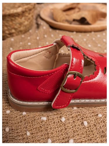 GORGLITTER Girl's Cute Hollow Out Dress Shoes Round Toe Ankle Strap Ballet Flats3