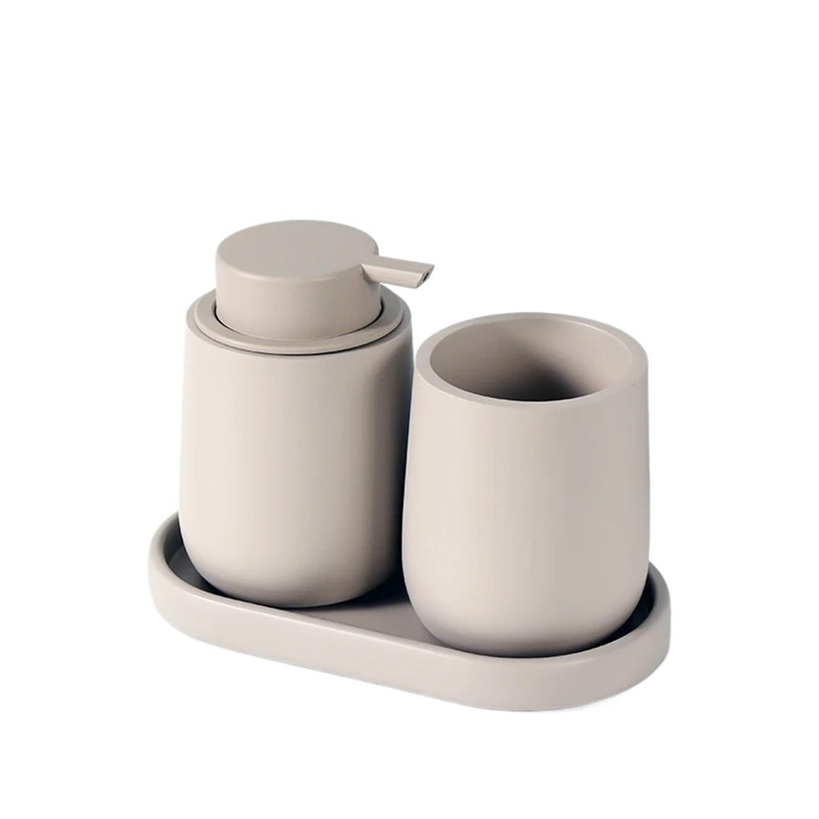 Bathroom Soap Dispenser Set Bathroom Accessories Set, Lotion Bottle, Mouthwash Cup, Tray, Portable Shampoo Dispenser, Three Piece, Resin(WHITE)