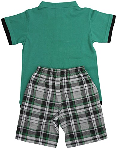 Image of ToBeInStyle Boys' 2-Piece Graphic Top & Plaid Shorts Outfit Set - Polo or V-Neck Tee