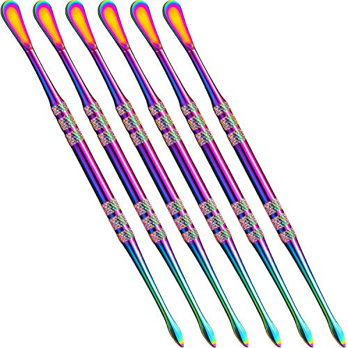 6 Pieces Wax Carving Tool Wax Tool Carving Tool Stainless Steel Sculpting Tool Spoon 4.75 Inch (Rainbow)
