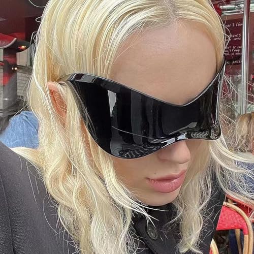 Oversized Futuristic Sunglasses Women Men Fashion Silver Mask Visor Sun Glasses Female Punk Eyeglasses4