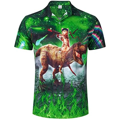 Camisa casual hawaiana juvenil RAISEVERN 90s de manga corta con estampado de llama de colores 3D Cover