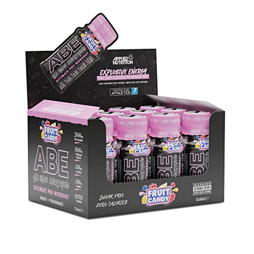 Applied Nutrition Abe Pre Workout Shot - All Black Everything Booster Pre Workout Energie Shots, Physische Leistung durch Citrullin, Beta Alanin, Koffein (12 Shot (Multipack), Fruit Candy)