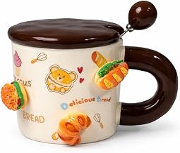 Vasukie Magnetic Brown Burger Coffee Mug with Lid & Steel Spoon, Mugs for Coffee, Rakhi for Brother, Birthday Gift, Ceramic Mug, 3D Coffee Mug (Brown Burger Mug)