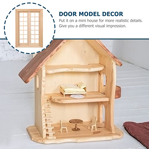 Image of DOITOOL Dollhouse Double Doors 1: 12 Scale Dollhouse Accessories DIY Miniature Doors and Windows 28 Panes Doll House Furniture Miniature Window Frames Doll House Building Materials