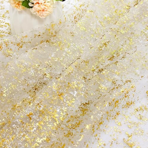BSITSSS Gold Table Runner 75 x 400cm, Gold Foil Table Decor, Gauze Table Runners for Dining Table Wedding Birthday Christmas Bridal Baby Shower Engagement Party Decoration - Image 5