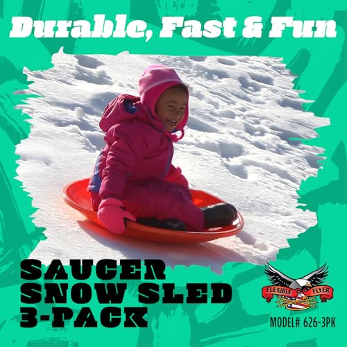 Image of Flexible Flyer 26 inch Flying Saucer Sled Multipack - Plastic Snow Sleds with Hand Grips, Heavy Duty Snow Discs for Kids, Adults, Schools, Camps & Daycares
