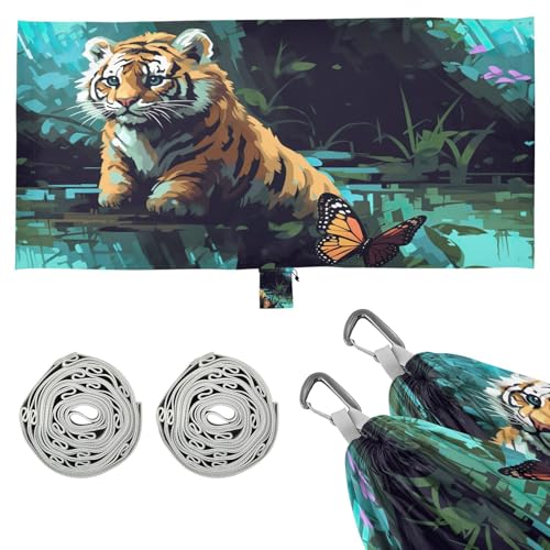 SDMKA Little Tiger Camping Hammock, 330 lbs with 2 Tree Straps, Carry Bag, Single Portable Hammock for Outdoor/Indoor, Hiking, Beach, Backpacking, Travel