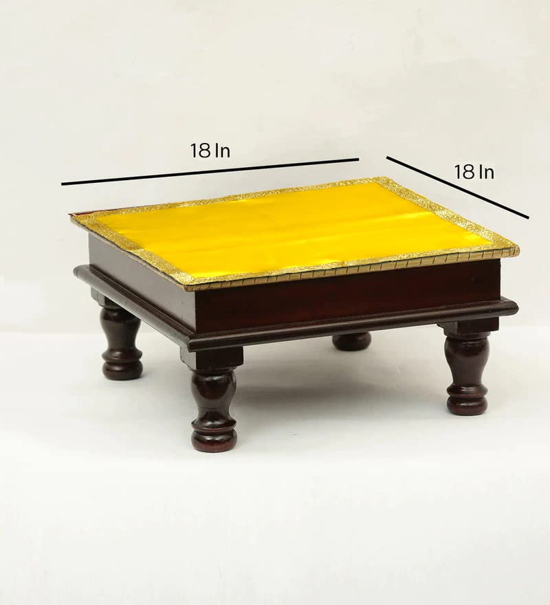 RMCG TRADERS Pooja Aasan Cloth, Mandir Cloth, Chowki Kapda/Pooja Mat, Square Pooja Satin Mats for Home Altar, Size 18 x 18 cm, Pack of 3 (Yellow-Red-Orange) 2