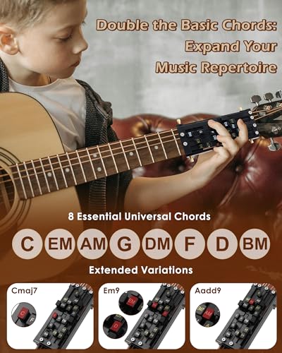 Image of Portable Guitar Chord Presser, Guitar Chord Helper And Trainer for Acoustic Guitar, Guitar Learning Tools for Beginners and Arthritis Player, Develop Confidence Quickly