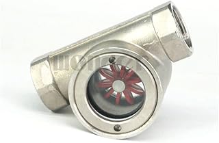 DIYNoLab 3/4 BSP Female SS304 Stainless Steel Glass Window Sight Flow Indicator with Impeller 2.5 Mpa