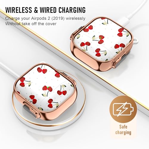 Image of Gedicht for Apple Airpods 2nd Generation Case,Soft Shockproof Airpods 2 Case Cute Cover for Girls Women with Keychain for Airpods 2nd /1st Cases with Lock,Cherry Dot