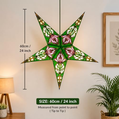 Image of Paper Star Lantern Lampshade, 60 cm, Hanging Decorations for Christmas, Wedding, Home, Party (Dark Green, Purple, Blue)