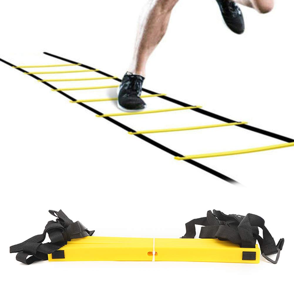 Escalera de Entrenamiento de fútbol de competición para Correr de 12 peldaños, Escalera de Velocidad Suave y ágil con cinturón Reforzado, Espacio Entre peldaños Ajustable para