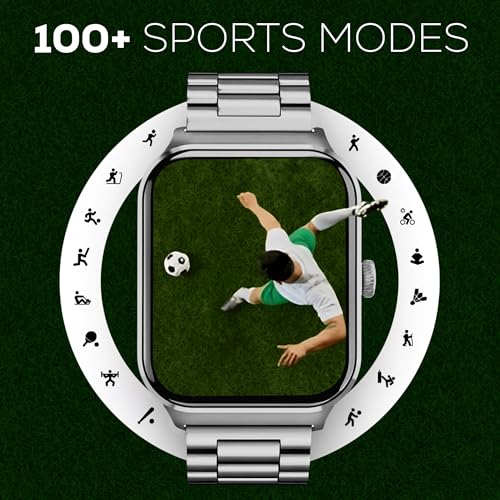 Image of PunnkFunnk Nexoro 2.01 inch Smartwatch for Men & Women Bluetooth Call, Heart Rate, SpO2, Sleep & 100+ Sports Modes, IP68 Waterproof, Compatible with Android & iPhone (Metal Grey)