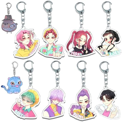 MUNSKT 10 Llaveros KPOP Demon Hunter, Huntrx / x Estampados con Estampado De Tigre...