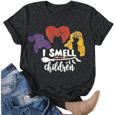 Binval Women Hocus Pocus Halloween Shirts Casual Sanderson Sisters Squad T-Shirt Short Sleeve Graphic Tees Tops Cover