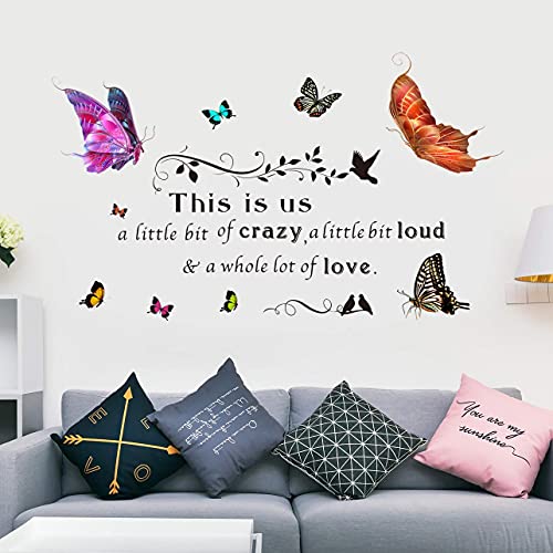 Vinilo decorativo con frase y mariposas para pared miniatura 5