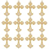 CRAFTYMELODY 12 Stück Kreuz Anhänger Gothic Kreuz Anhänger Strass Kristall Anhänger Für Osterfest Zur Schmuckherstellung 75x50x7mm