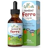 Ferro Integratore Bambini Gocce | 50ml | con Acido Folico Vitamina B12 e Vitamina C | Sapore Naturale di Ananas | Integratore Alimentare Vegano | Liquid Iron Supplement | di Lil