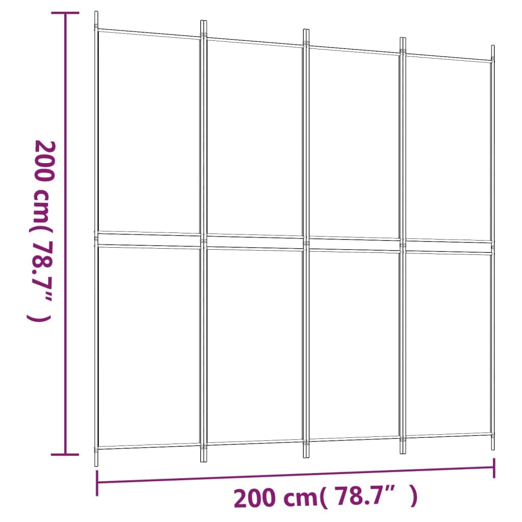 Parawan Przegroda 4 Panele Biała Tkanina 200x200 cm