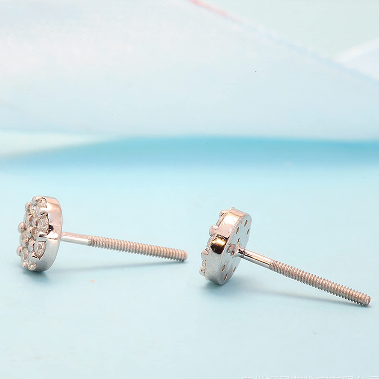 Epinki Orecchini Originali, Orecchini Donna Oro Bianco 18K Elegante Moissanite Bianco Rotonda Gioielli
