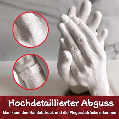 PewinGo Handguss-Set，3D Handabdruck Set für Paare-Partner und Pärchen Geschenke für Frauen und Männer für Valentinstag, Hochzeitstag – Ansicht 4