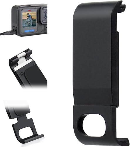 Puerta lateral de repuesto de aluminio para GoPro Hero 13 12 11 10 9 negro, cubierta de batería con orificio de carga para Go Pro 9 10 11 12 13