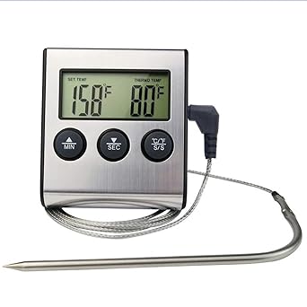 Ubervia Digital Meat Barbecue Food Cooking Probe Steak BBQ Temperature Gauge Kitchen Cooking Tools Timer Temperature Manually Set