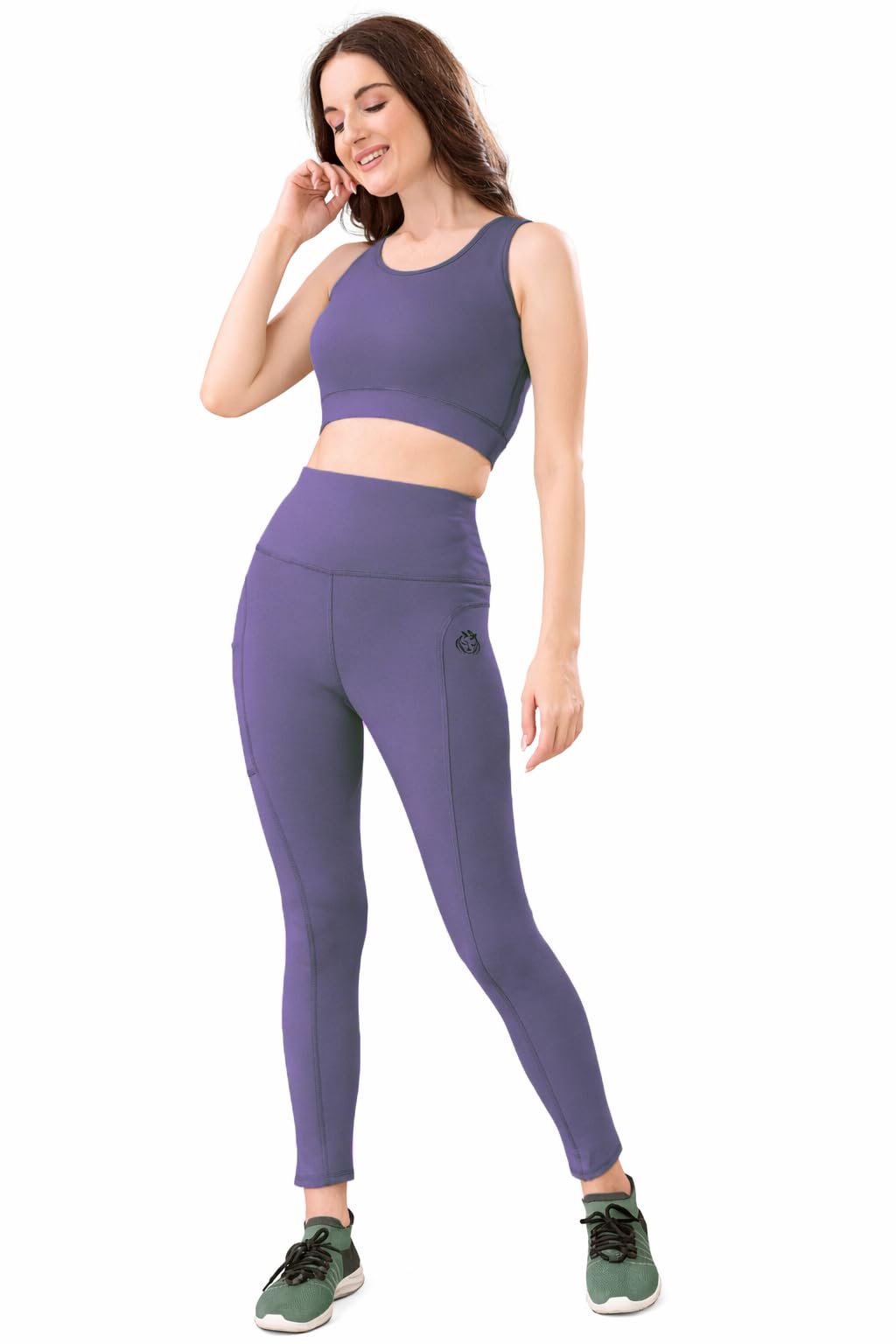 poojaran saree Women's 2-Piece Workout Set, High-Waist Leggings with Phone Side Pocket, Gym wear Track Suit, Sports Bra, Co-ord Set, Sports Running Suits, Yoga Wear-picture-31