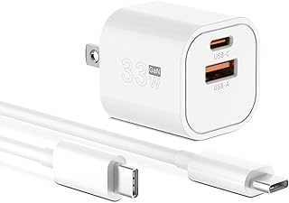 USB C Charger 33W, 2-Port Wall Charger PD 30W+QC3.0 [GaN III] PPS Super Fast Charging Block with Type C Cable Power Adapter for iPhone 14/14 Plus/14 Pro/14 Pro Max/13/12, Pixel 7,Galaxy, iPad Pro/Air