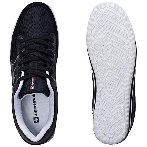 Image of Alpine Swiss Men's Retro Sneakers | Euro Vintage Inspired Low Top Shoes with Suede Trim | Stefan Fashion Sneakers | Streetwear Casual Tennis Shoes