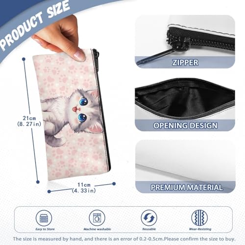 Image of Cat Pencil Case Pink Paw Print Pencil Box for Preschool Toddlers Girls Roomy Pen Holder for Stationery Storage Ideal for School Classroom