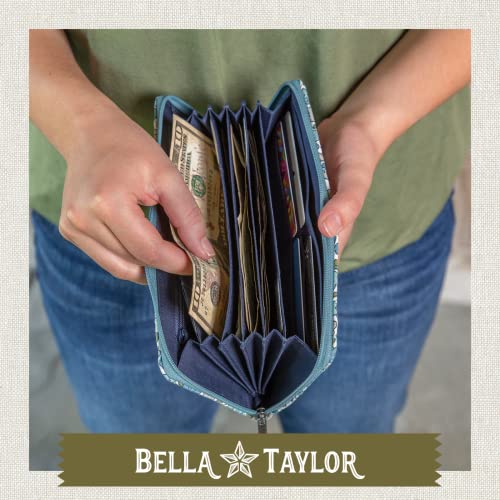Bella Taylor Cash Envelope Wallet for Budgeting - RFID Protected - Cash Stuffing Wallet with Detachable Wristlet - Delicate Floral Blue 5